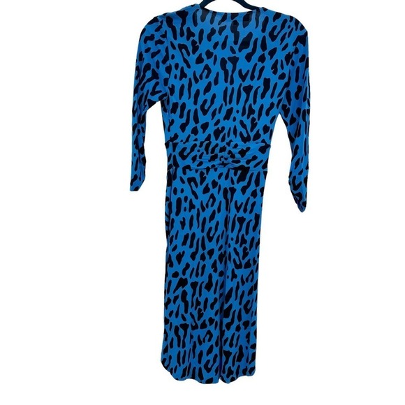 Diane Von Furstenberg David Leopard-Print Minidress Belmont Leo Sky Blue XS NWOT - Picture 6 of 10
